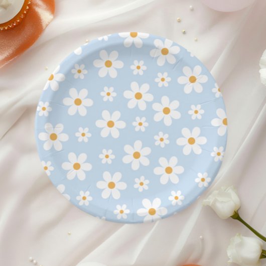 Retro Daisy blue Paper-Borden Papieren Bordje