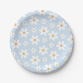 Retro Daisy blue Paper-Borden Papieren Bordje (Voorkant)