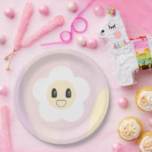 Retro Daisy Blush Roze Baby Meisje Verjaardag Papieren Bordje (Feest)