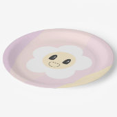 Retro Daisy Blush Roze Baby Meisje Verjaardag Papieren Bordje (Gekanteld)