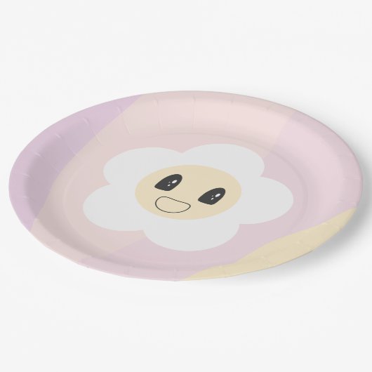 Retro Daisy Blush Roze Baby Meisje Verjaardag Papieren Bordje (Gekanteld)