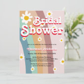 Retro Daisy blush Roze Regenboog Vrijgezellenfeest Kaart (Staand voorkant)