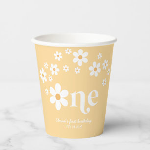 Retro daisy boho 1e verjaardag papieren bekers