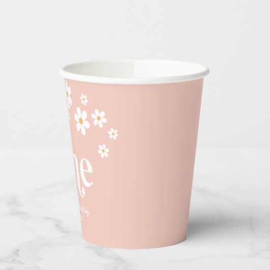Retro daisy boho 1e verjaardag papieren bekers (Links)