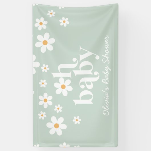 Retro Daisy boho Baby shower Banner (Verticaal)