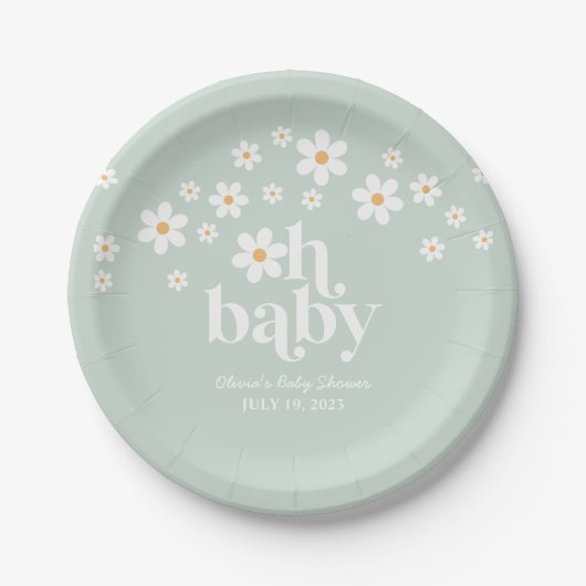 Retro Daisy boho Baby shower Bord Groenboek (Voorkant)