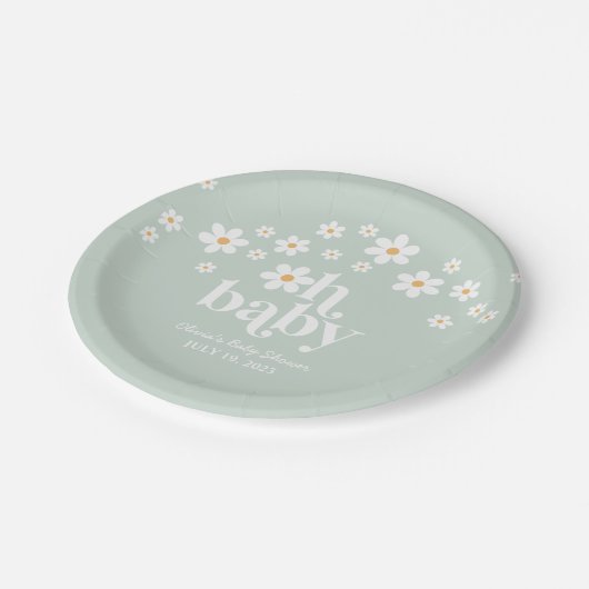 Retro Daisy boho Baby shower Bord Groenboek (Gekanteld)