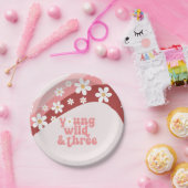 Retro daisy boho floral 3rd jarig papieren bordje (Feest)