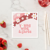 Retro daisy boho floral 3rd jarig servet (Insitu)