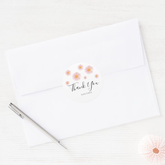 Retro daisy boho floral birthday thank you favor  ronde sticker (Envelop)