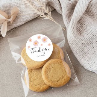 Retro daisy boho floral birthday thank you favor ronde sticker
