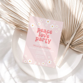 Retro daisy boho floral peace love party kaart