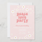 Retro daisy boho floral peace love party kaart (Voorkant)
