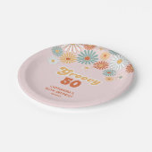 Retro Daisy Boho Groovy Floral Birthday Papieren Bordje (Gekanteld)