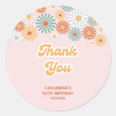 Retro Daisy Boho Groovy Floral Birthday Ronde Sticker (Voorkant)