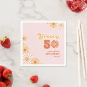 Retro Daisy Boho Orange Pink 50th Birthday Servet (Insitu)