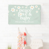 Retro Daisy boho Peace Love Baby shower Banner (Insitu)