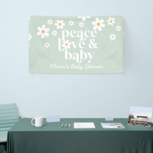Retro Daisy boho Peace Love Baby shower Banner (Beurs)