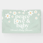 Retro Daisy boho Peace Love Baby shower Banner (Horizontaal)