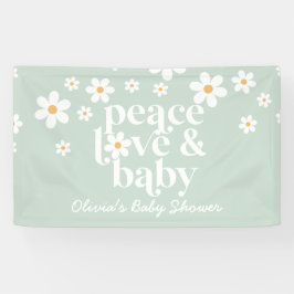 Retro Daisy boho Peace Love Baby shower Banner