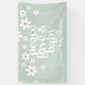 Retro Daisy boho Peace Love Baby shower Banner (Verticaal)