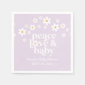 Retro Daisy boho Peace Love Baby shower lila Servet (Voorkant)