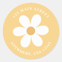 Retro daisy boho return address label