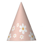 retro daisy boho roze Party Pet Feesthoedjes (Voorkant)