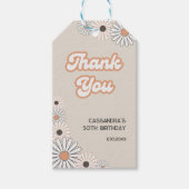 Retro Daisy Boho Terracotta Natural 50th Birthday Cadeaulabel (Voorkant)