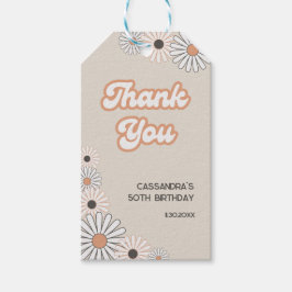 Retro Daisy Boho Terracotta Natural 50th Birthday Cadeaulabel