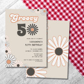 Retro Daisy Boho Terracotta Natural 50th Birthday Kaart