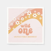 Retro Daisy Boho Wild One Rainbow Napkins Servet (Voorkant)