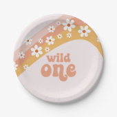 Retro Daisy Boho Wild One Rainbow Paper Bord (Voorkant)