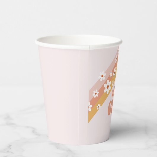 Retro Daisy Boho Wild One Rainbow Papieren Bekers (Rechts)