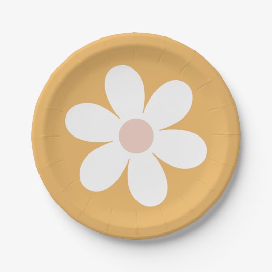 Retro Daisy Boho yellow Paper Bord (Voorkant)