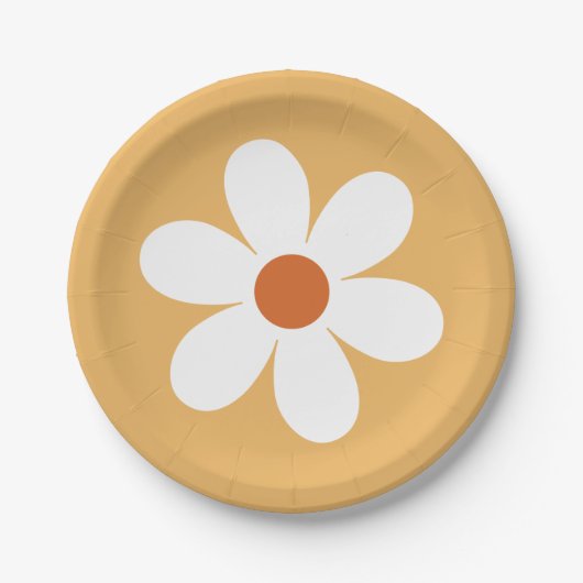 Retro Daisy Boho yellow Paper Bord (Voorkant)