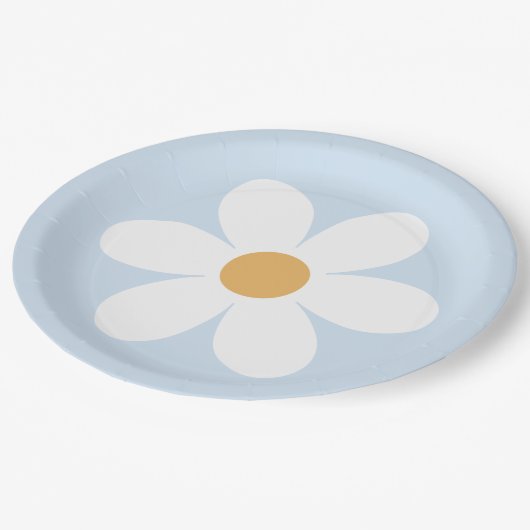 Retro daisy bord blauw boho papier borden (Gekanteld)