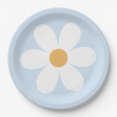 Retro daisy bord blauw boho papier borden (Voorkant)