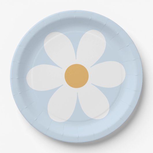 Retro daisy bord blauw boho papier borden (Voorkant)
