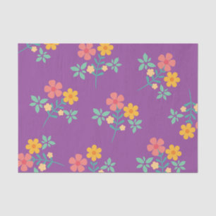 Retro Daisy Bouquet Pattern in Paars Tissuepapier