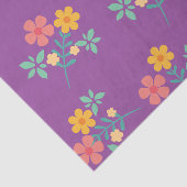 Retro Daisy Bouquet Pattern in Paars Tissuepapier (Detail)