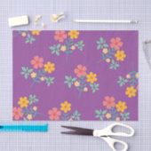 Retro Daisy Bouquet Pattern in Paars Tissuepapier (Craft)