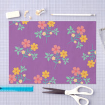 Retro Daisy Bouquet Pattern in Paars