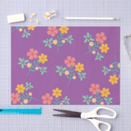 Retro Daisy Bouquet Pattern in Paars Tissuepapier