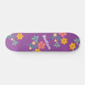 Retro Daisy Bouquet Pattern in Paarse skateboard (Horizontaal)
