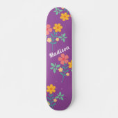 Retro Daisy Bouquet Pattern in Paarse skateboard (Voorkant)