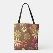 Retro Daisy Brown Canvas tas (Achterkant)