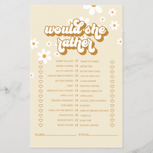 Retro Daisy bruiloftsfeest Game Flyer (Voorkant)