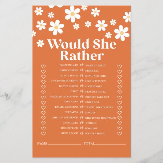 Retro Daisy bruiloftsfeest Game Flyer (Voorkant)