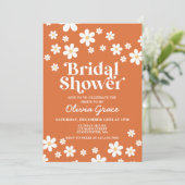 Retro Daisy Burnt Oranje Bridal Shower Invitation Kaart (Staand voorkant)